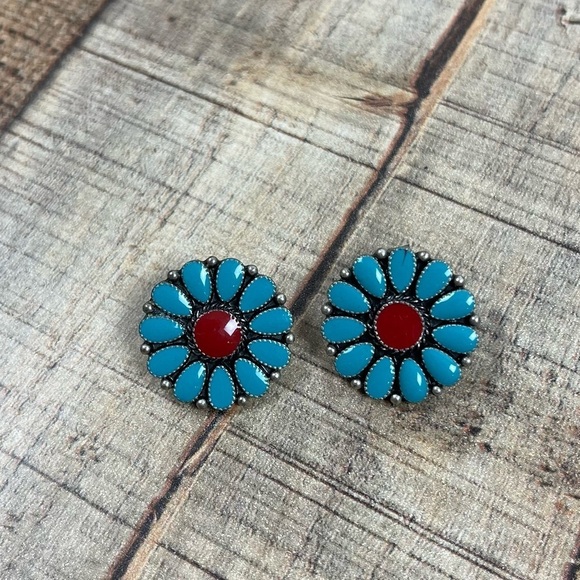 Floral Daisy Boho Hippie Big Stud Earrings Set Colorful 60's 70's Retro - Picture 2 of 5